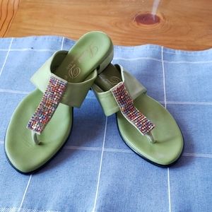 Luisa D'orio, Rhinestones, lime green, Sandals women's, sz 8
